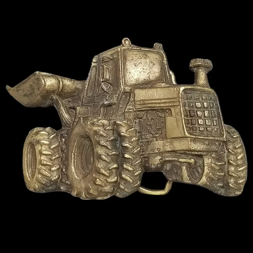 Vintage Belt Buckle Brass Bulldozer Heavy Equipment Earth Mover Construction